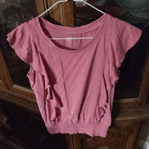 Justice Pink Flutter Sleeve Blouse